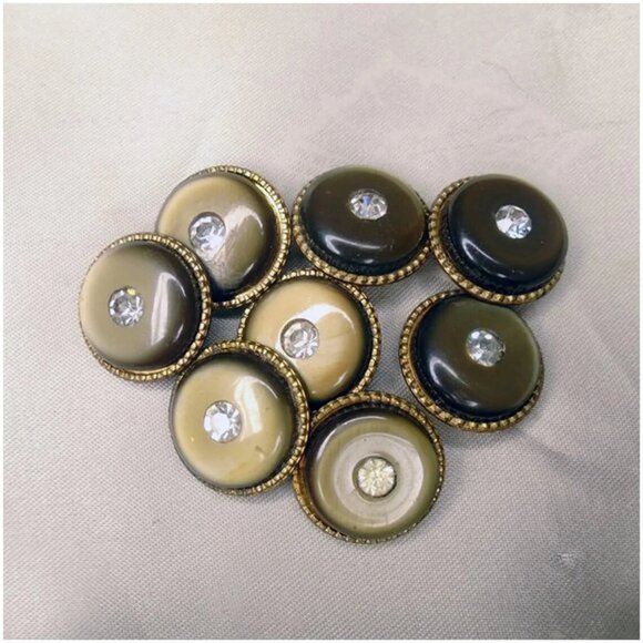 Vintage Button Set Rhinestone & Lucite Moonglow Buttons Lot 50s 1950s - Picture 7 of 12